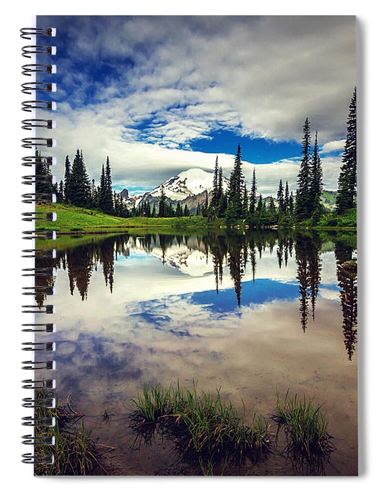 Mountain Spiral Notebook featuring the photograph Mt Rainier Reflections by Joan McCool