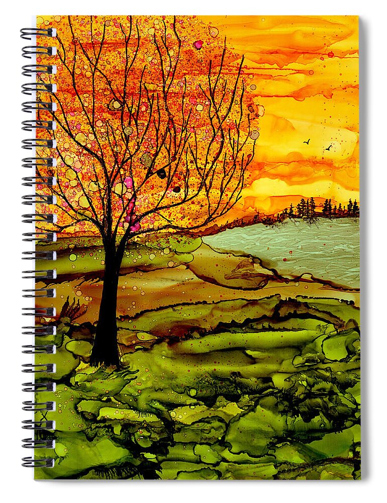 Alcohol Ink Spiral Notebook featuring the painting Muddy Fall by Laurie Williams