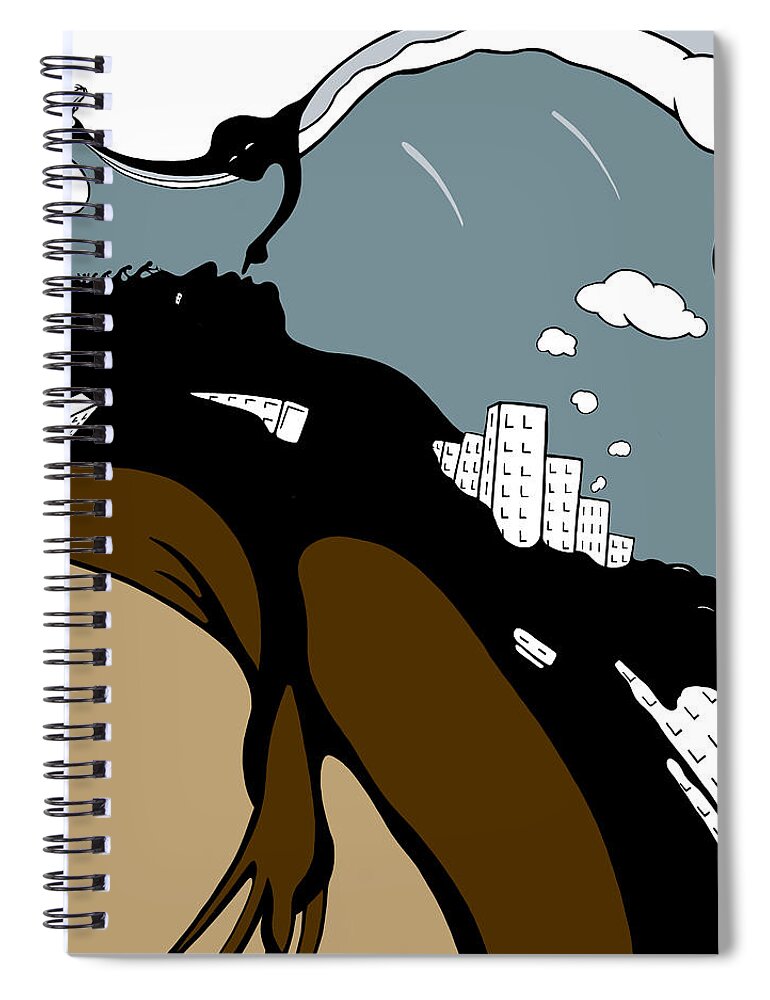 Climate Change Spiral Notebook featuring the drawing Mudslide by Craig Tilley