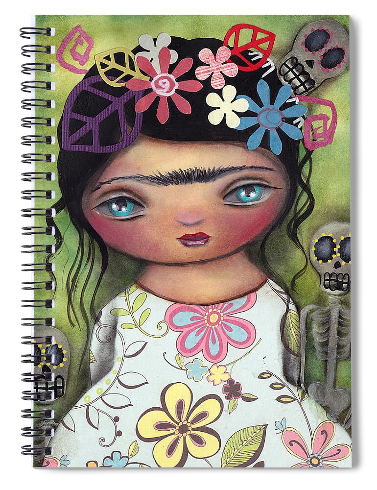 Day Of The Dead Spiral Notebook featuring the painting Muertos Fest by Abril Andrade