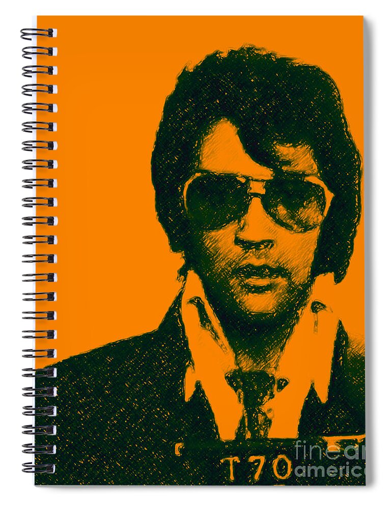 Wingsdomain Spiral Notebook featuring the photograph Mugshot Elvis Presley by Wingsdomain Art and Photography