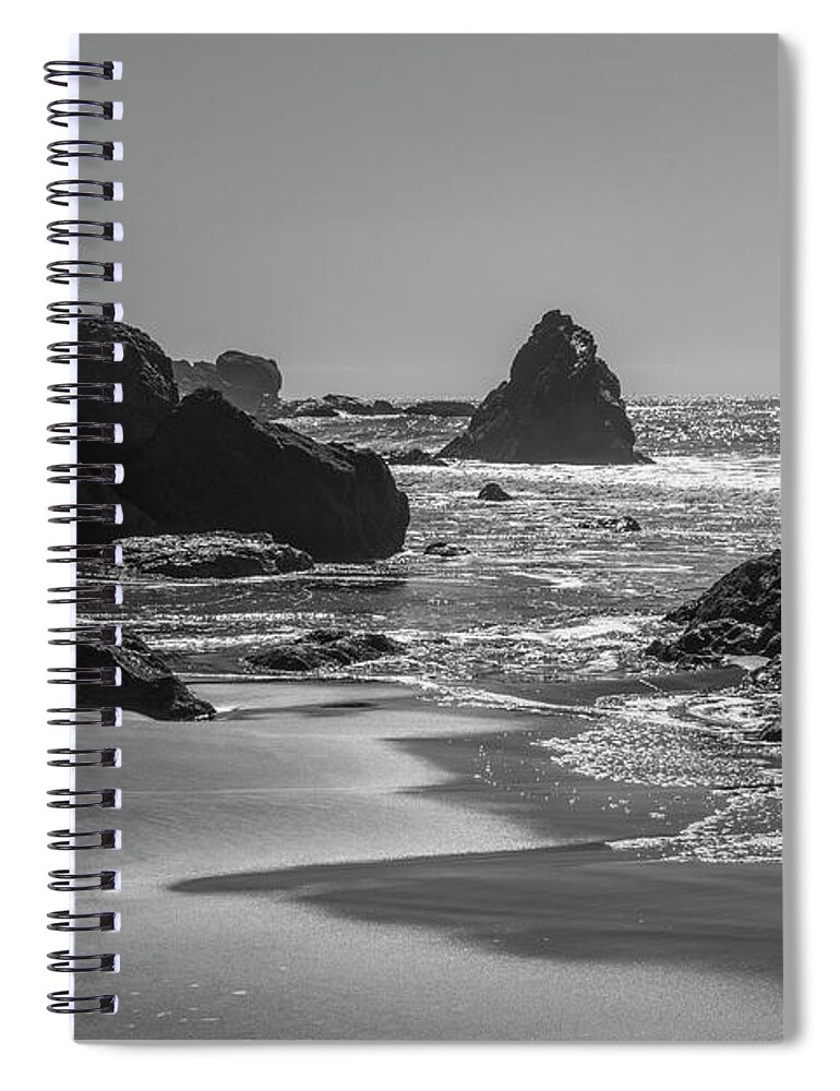 Marin Spiral Notebook featuring the photograph Muir Beach II BW by David Gordon