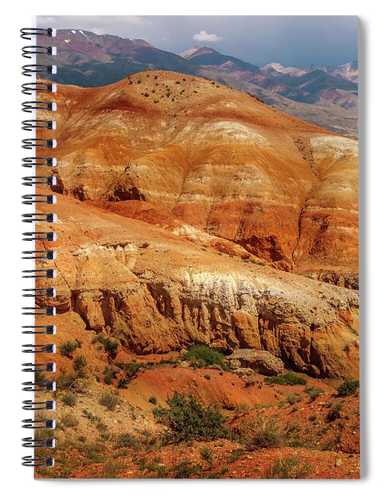 Russian Artists New Wave Spiral Notebook featuring the photograph Multicolored Mountains of Kyzyl-Chin 2. Altai by Victor Kovchin