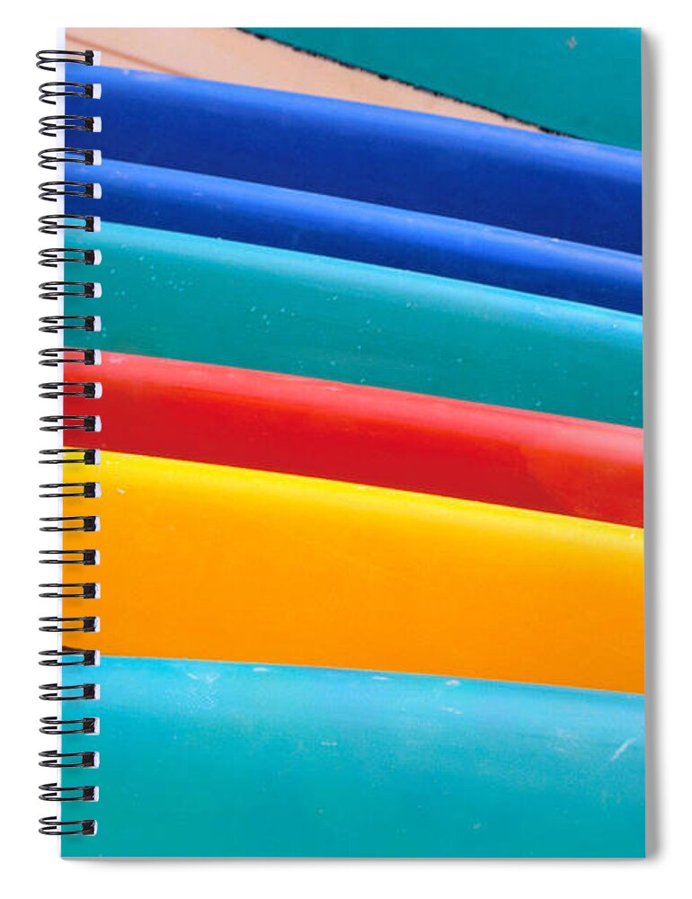 Aqua Spiral Notebook featuring the photograph Multitude Of Surfboards by Vince Cavataio - Printscapes