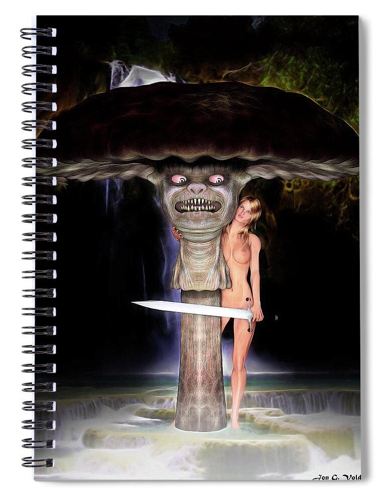 Mushroom Spiral Notebook featuring the digital art Mushroom Stew by Jon Volden