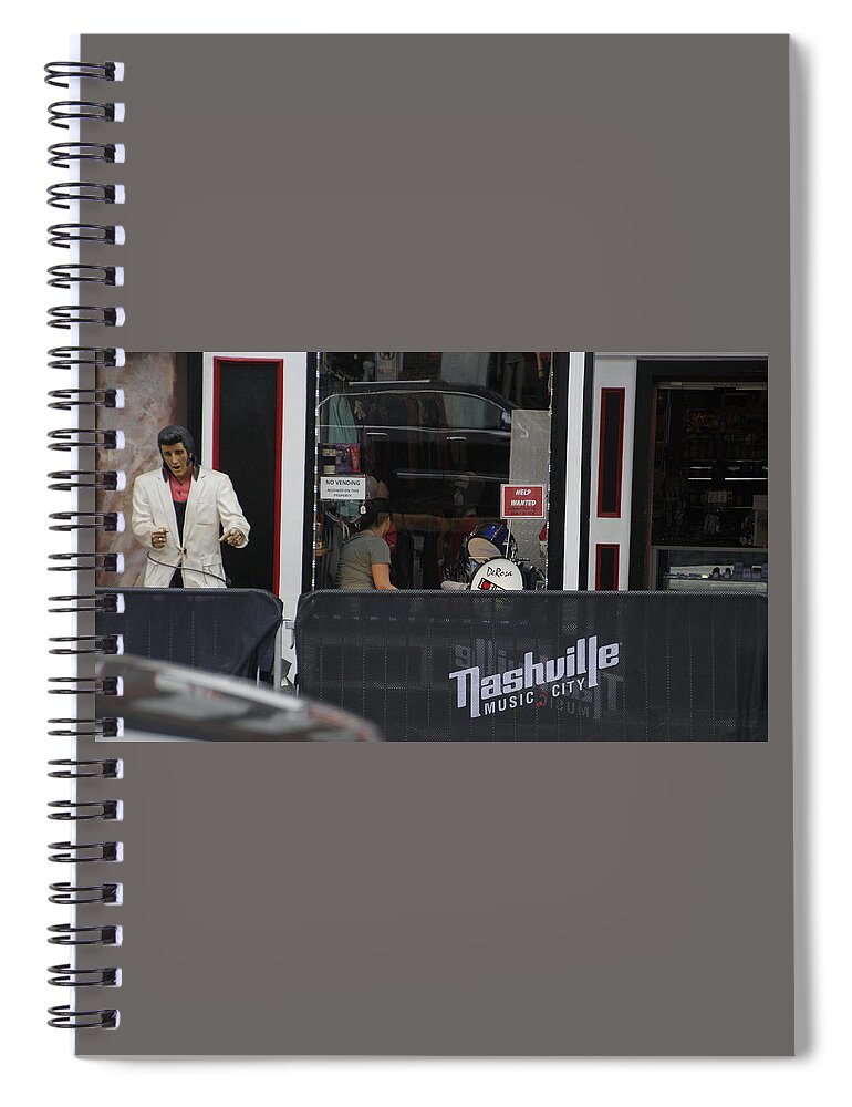Nashville Music City Sign Spiral Notebook featuring the photograph Music City Elvis by Valerie Collins