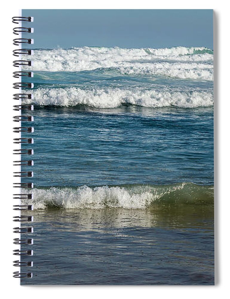 Surf Spiral Notebook featuring the photograph Music in its Roar by Linda Lees