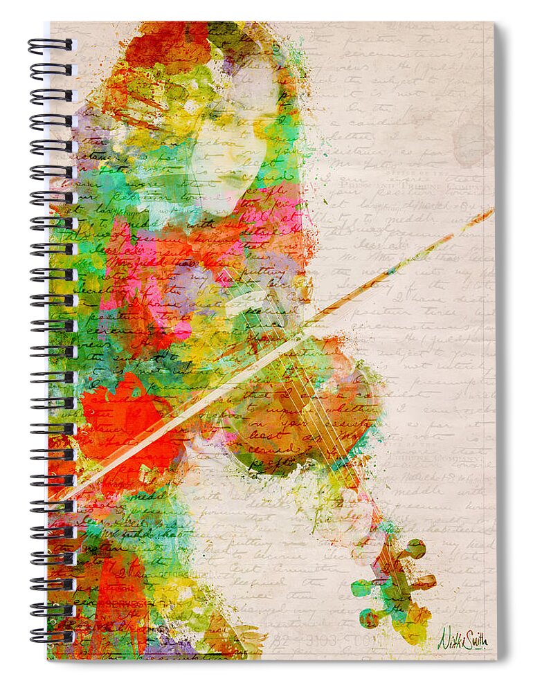 Violin Spiral Notebook featuring the digital art Music In My Soul by Nikki Smith