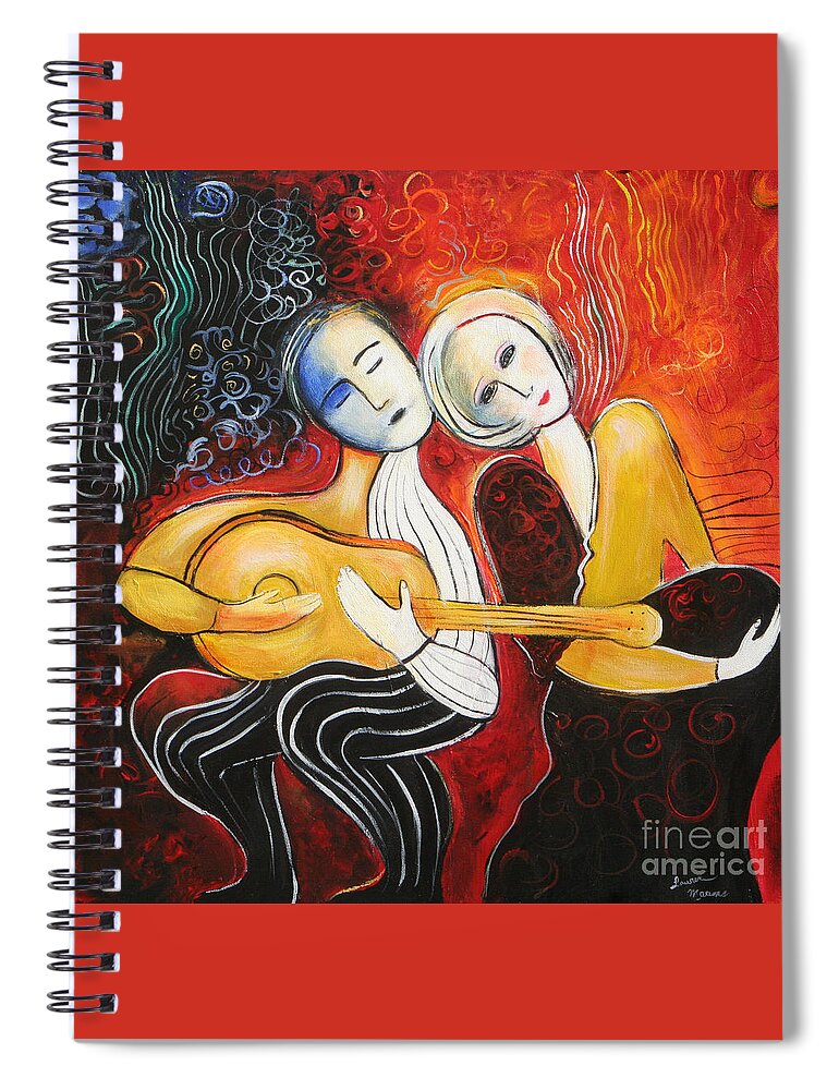 Musician Art Spiral Notebook featuring the painting Music Lovers 2017 by Lauren Marems