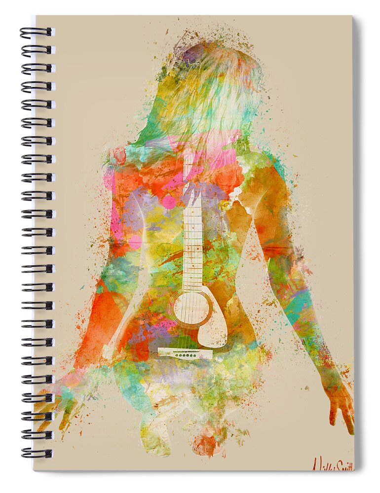 Guitar Spiral Notebook featuring the digital art Music Was My First Love by Nikki Marie Smith