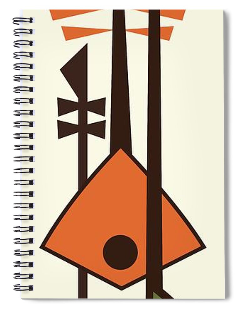 Mid Century Modern Spiral Notebook featuring the digital art Musical Instruments 2 by Donna Mibus