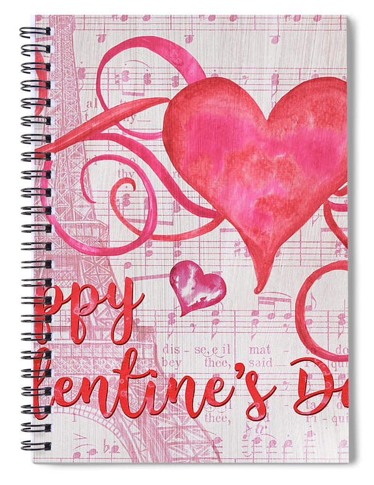 Valentine Spiral Notebook featuring the painting Musical Valentine by Debbie DeWitt