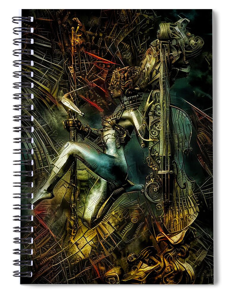 Musician Spiral Notebook featuring the mixed media Musician by Lilia D