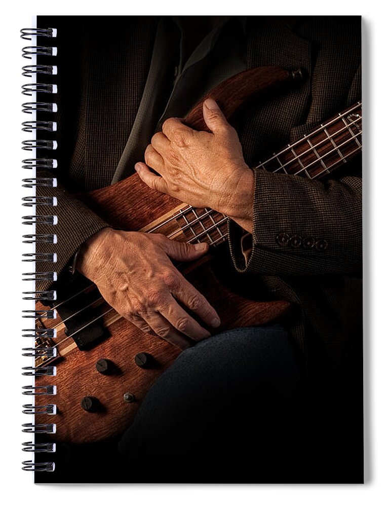 Bass Spiral Notebook featuring the photograph Musician's Hands by David and Carol Kelly