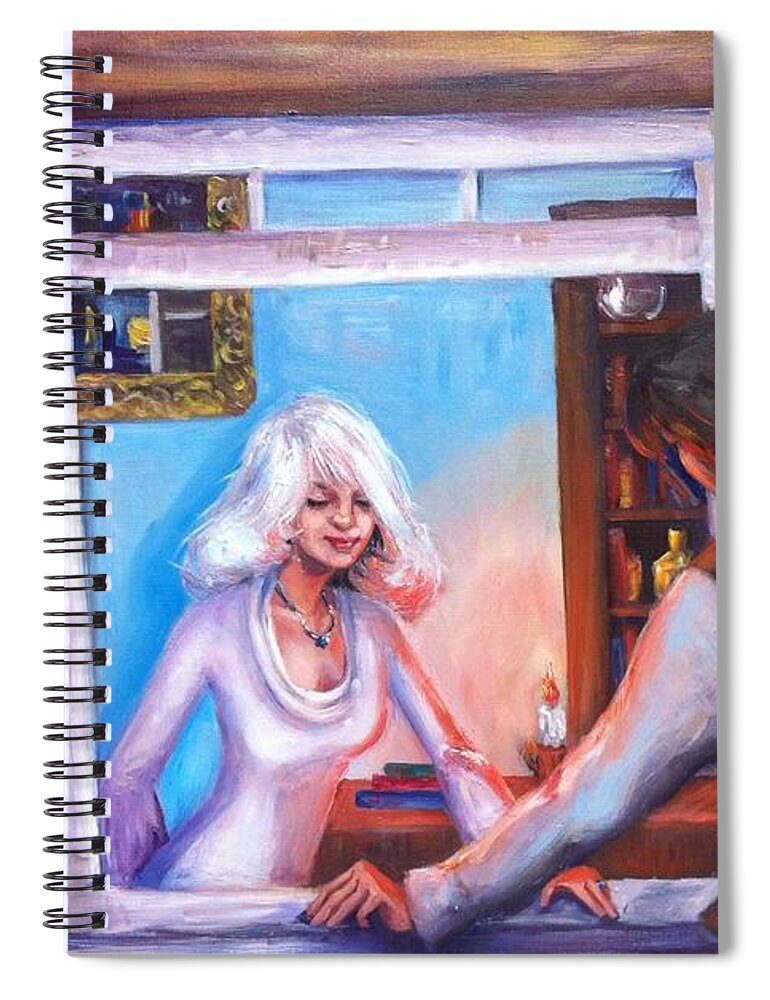 Woman Spiral Notebook featuring the painting Intimate Conversation by Beverly Boulet