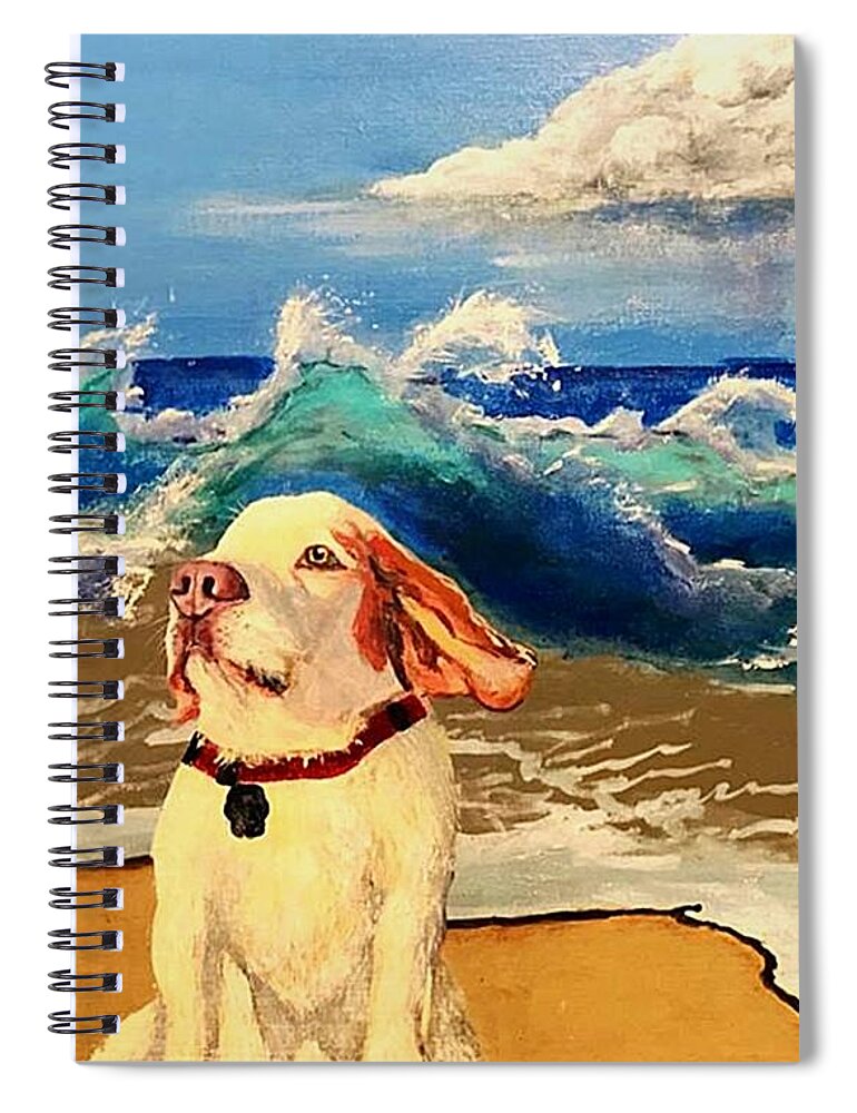Dog Paintings Spiral Notebook featuring the painting My Dog and the Sea #1 - Beagle by Esperanza Creeger