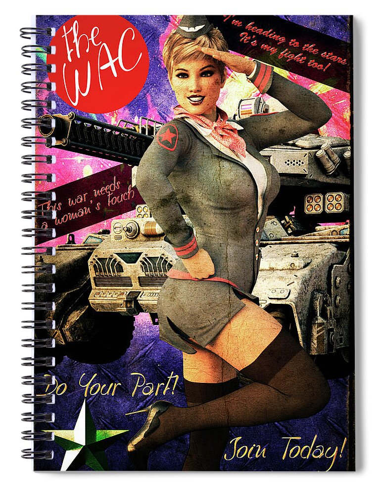 Women's Army Spiral Notebook featuring the digital art My Fight Too by Robert Hazelton