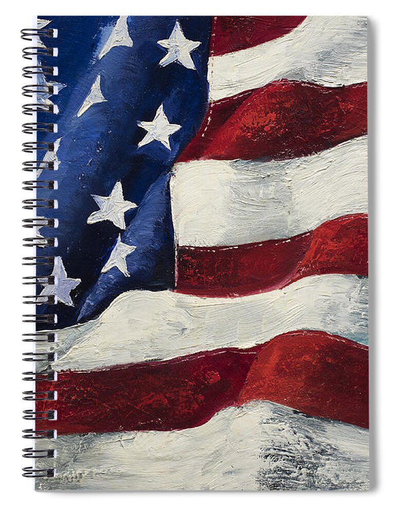 American Flag Spiral Notebook featuring the painting My Flag by Jodi Monahan