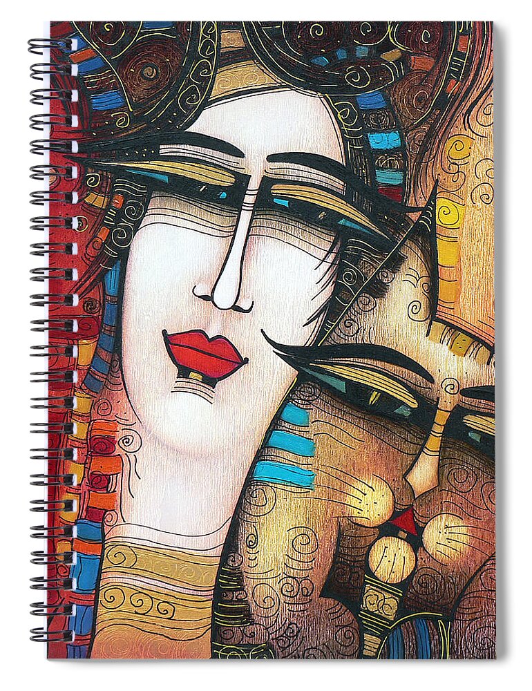 Cat Spiral Notebook featuring the painting My friend the cat by Albena Vatcheva