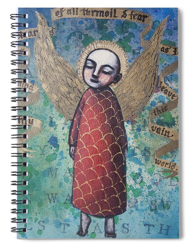 Angel Spiral Notebook featuring the painting My Mind Is Cleared of All Turmoil and Fear by Pauline Lim
