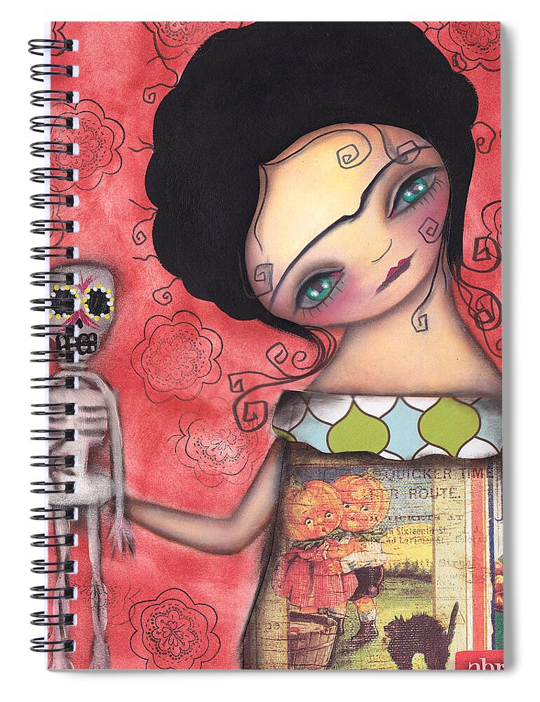 Frida Kahlo Spiral Notebook featuring the painting My Puppet by Abril Andrade