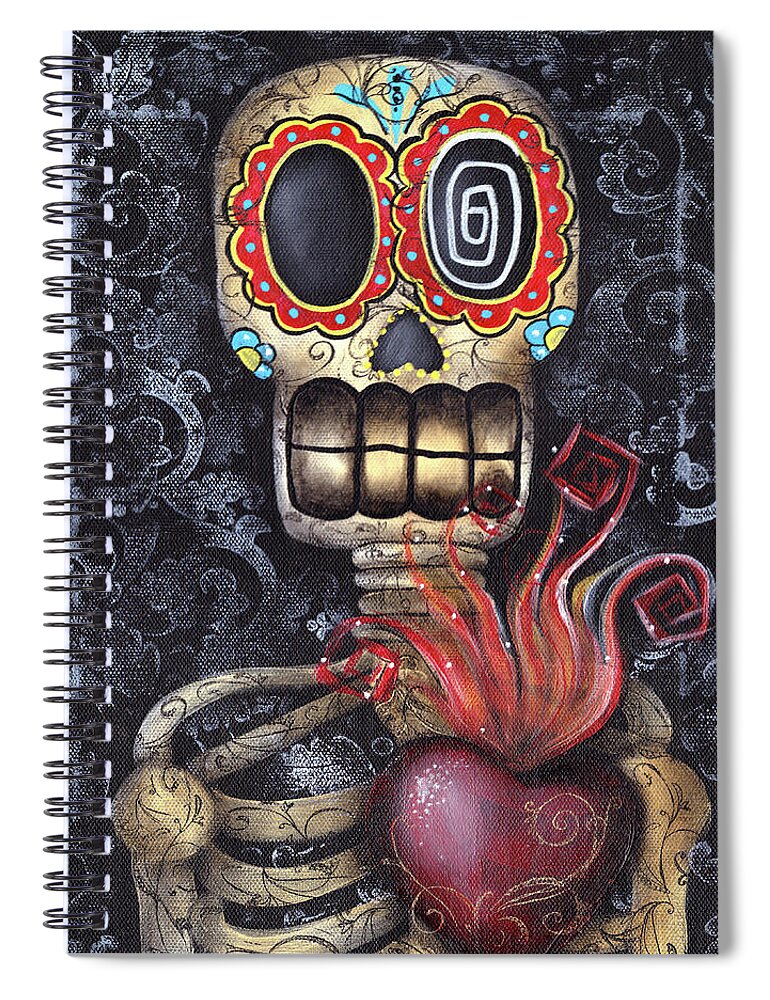 Sacred Heart Spiral Notebook featuring the painting My Sacred Heart by Abril Andrade