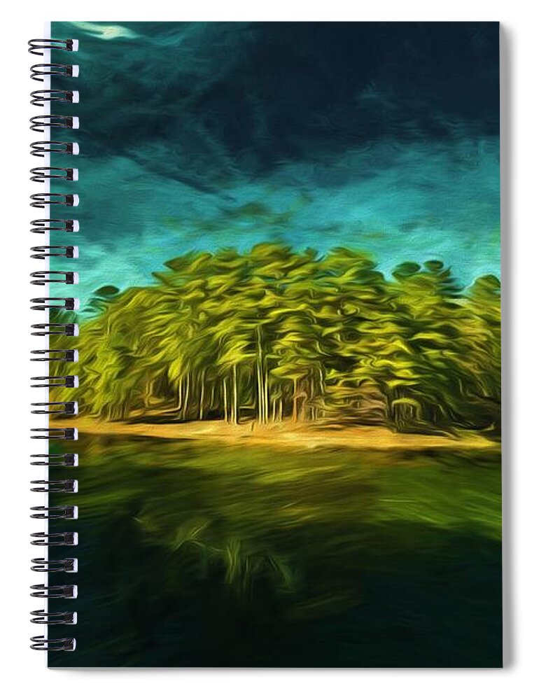Digital Painting Of My Photo Spiral Notebook featuring the photograph Mysterious Isle by Dennis Baswell