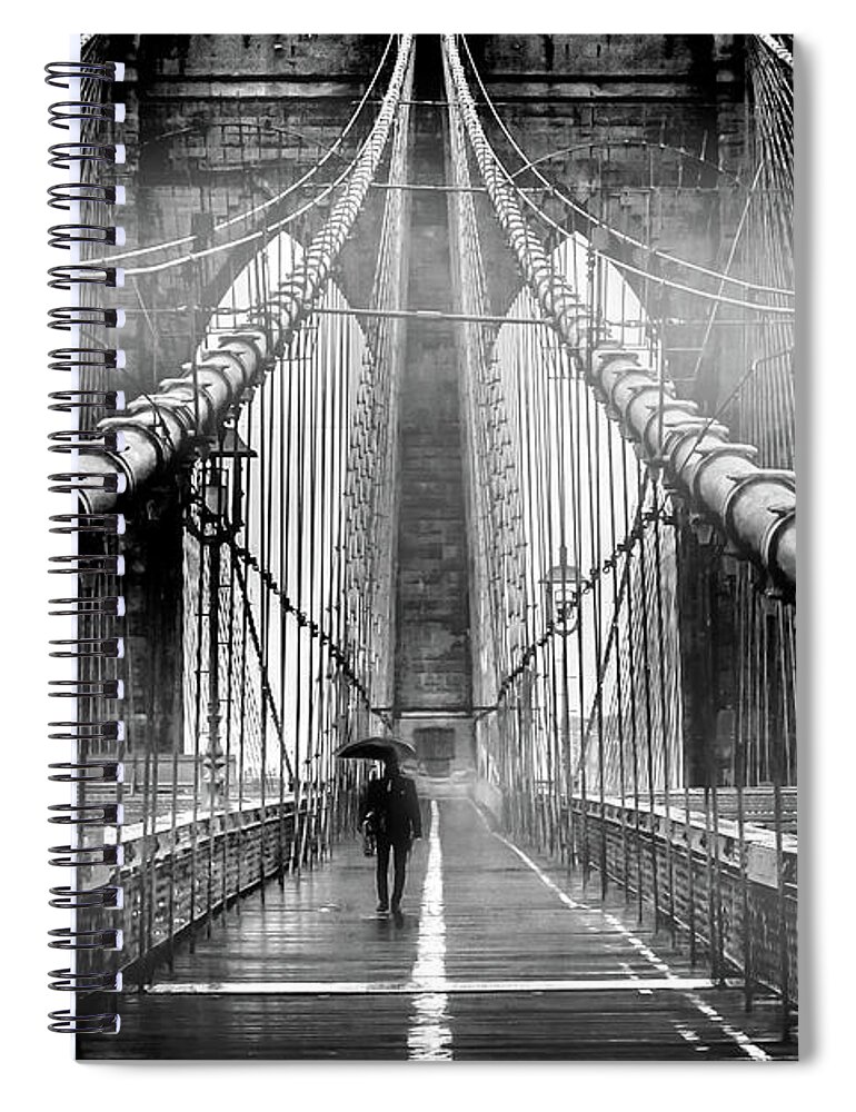 Brooklyn Bridge Spiral Notebook featuring the photograph Mystery Manhattan by Az Jackson