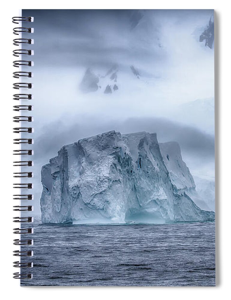 Mystical Spiral Notebook featuring the photograph Mystical Morning Icebergs by John Haldane
