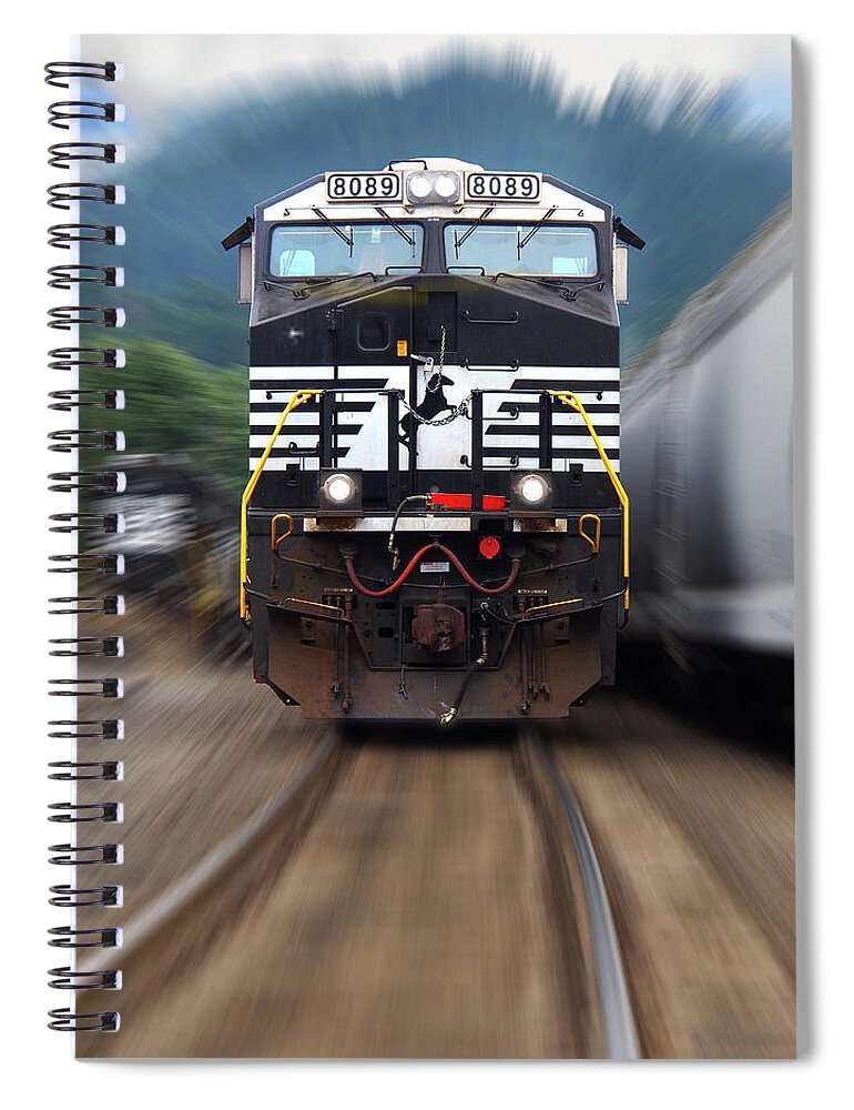Railroad Spiral Notebook featuring the photograph N S 8089 On The Move by Mike McGlothlen