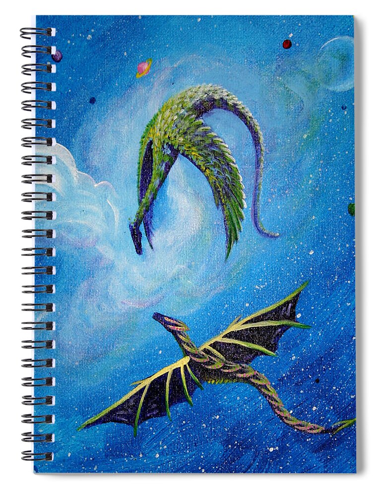 Dragon Spiral Notebook featuring the painting Namaste by M E