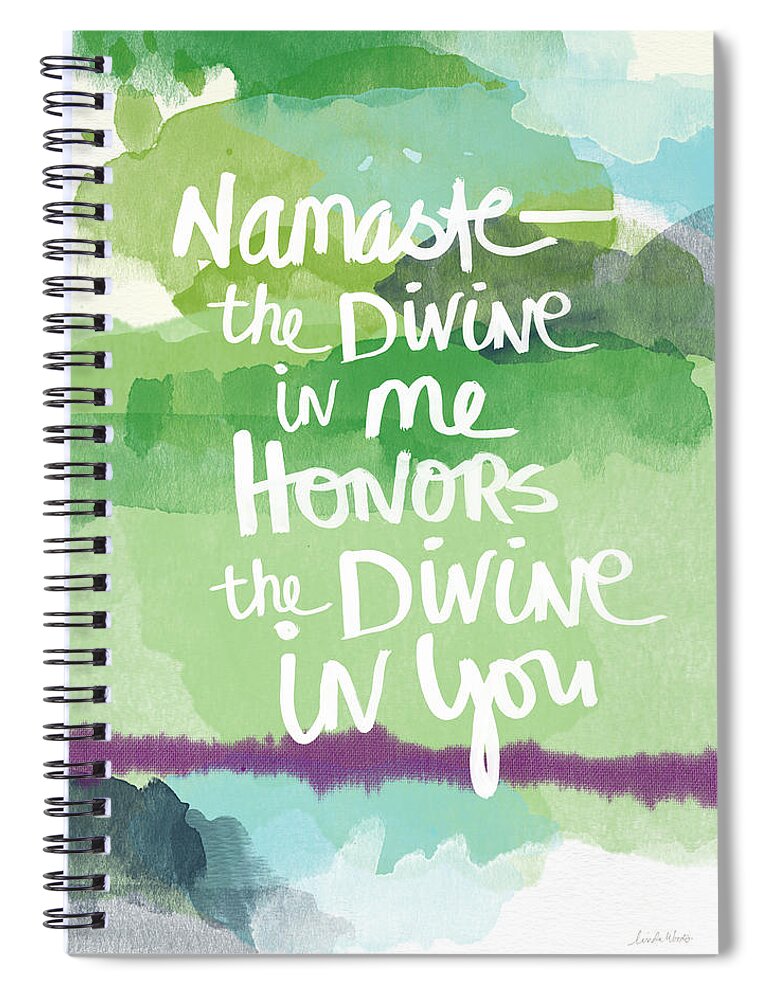 Namaste Spiral Notebook featuring the painting Namaste- watercolor card by Linda Woods