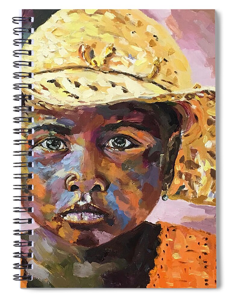 Africa Spiral Notebook featuring the painting Madagascar Farm Girl by Michael Cinnamond