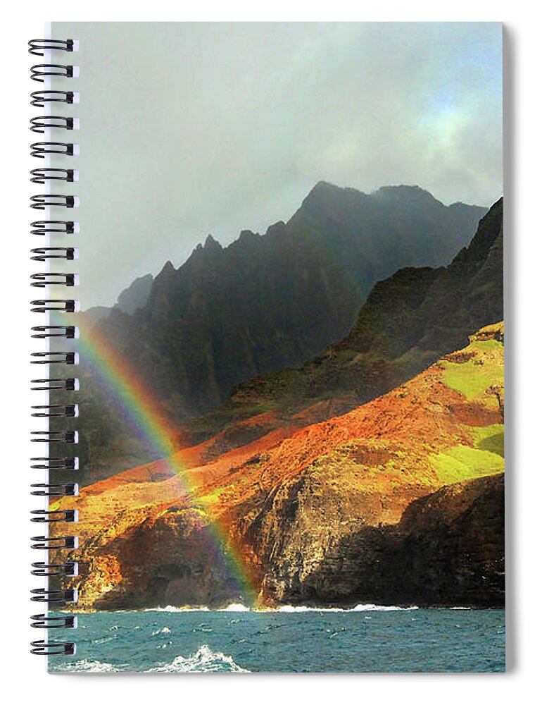 Rainbow Spiral Notebook featuring the photograph Napali Coast Rainbow by Ted Keller