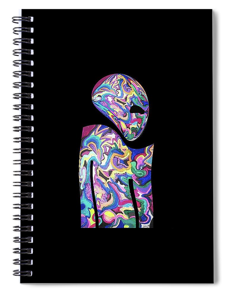  Spiral Notebook featuring the mixed media Narrator Side by Subbora Jackson