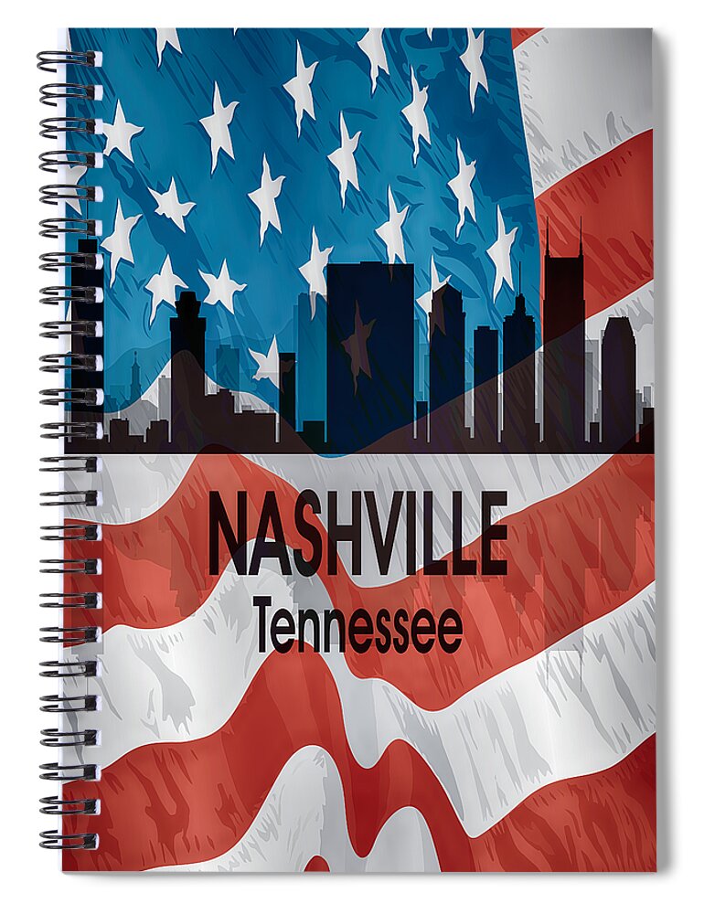 Nashville Spiral Notebook featuring the digital art Nashville TN American Flag Vertical by Angelina Tamez