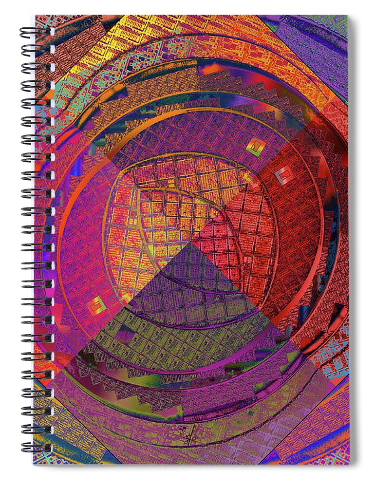 Silicon Valley Spiral Notebook featuring the digital art National Semiconductor Silicon Wafer Computer Chips Abstract 5 by Kathy Anselmo