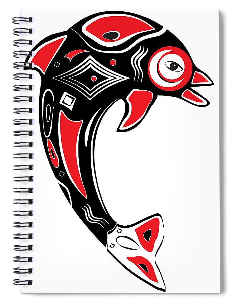America Spiral Notebook featuring the digital art Native American Animal Dolphin Symbol by Serena King