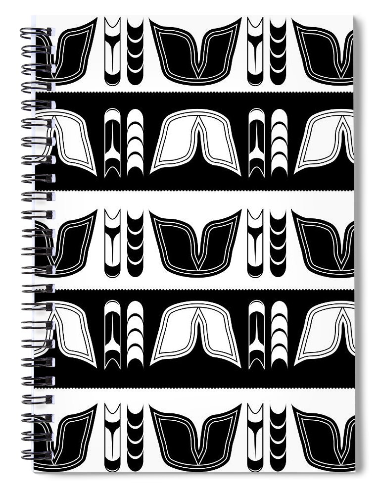 Animal Spiral Notebook featuring the drawing Native American/Shamanic Pattern by Serena King