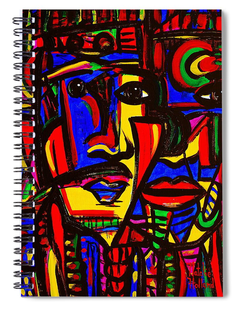 Expressionism Spiral Notebook featuring the painting Natives by Natalie Holland