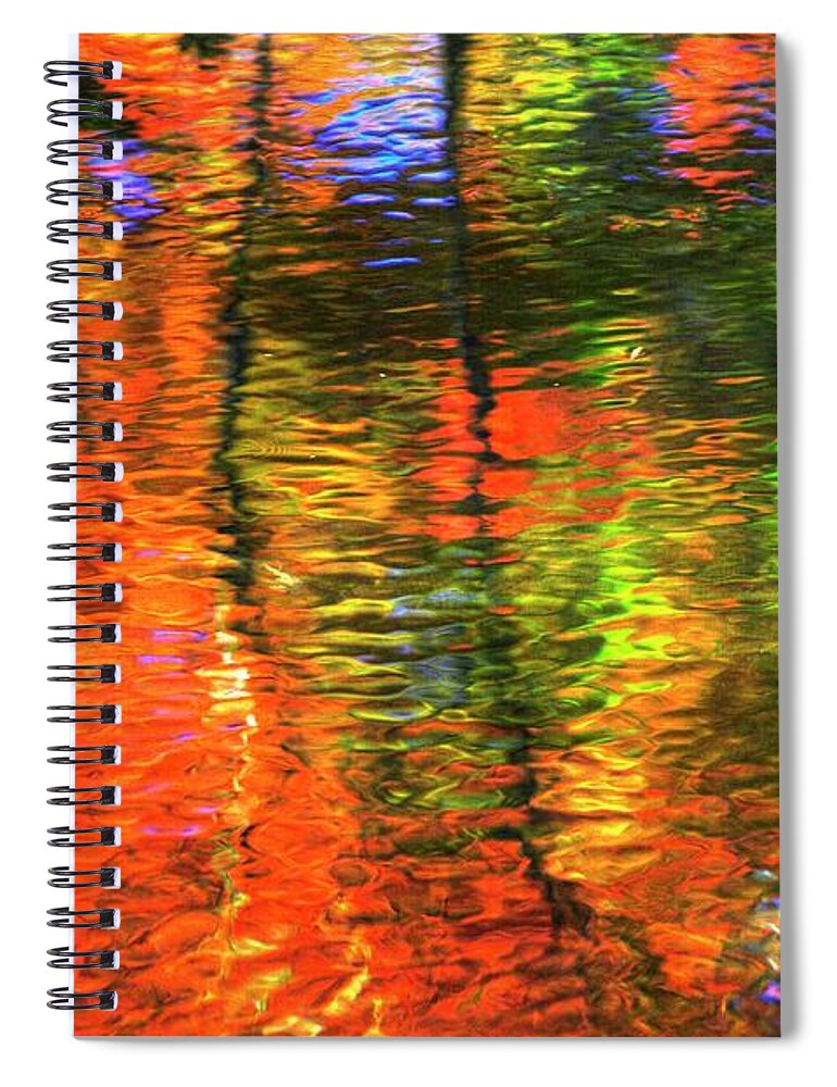 Abstract Spiral Notebook featuring the photograph Natural Abstract - Waves of Water, Waves of Light No. 2A - Autumn, Carroll Creek - Frederick, MD by Michael Mazaika