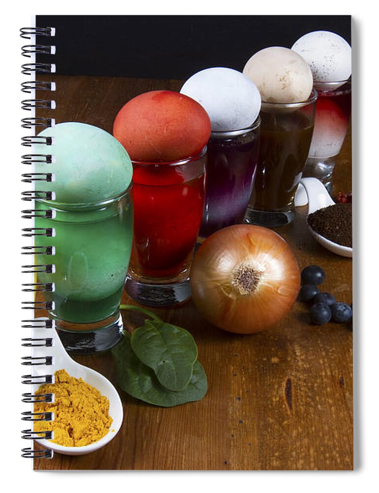 Easter Spiral Notebook featuring the photograph Natural Easter Egg dyes by Karen Foley
