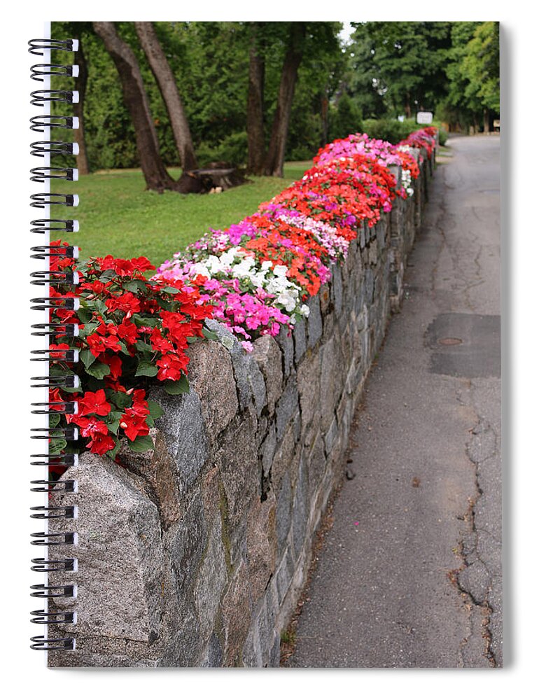 Stone Wall Spiral Notebook featuring the photograph Natural Floral Wall 4 by Living Color Photography Lorraine Lynch