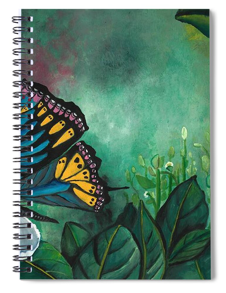 Butterfly Spiral Notebook featuring the painting Nature, the best artist by Tara Krishna