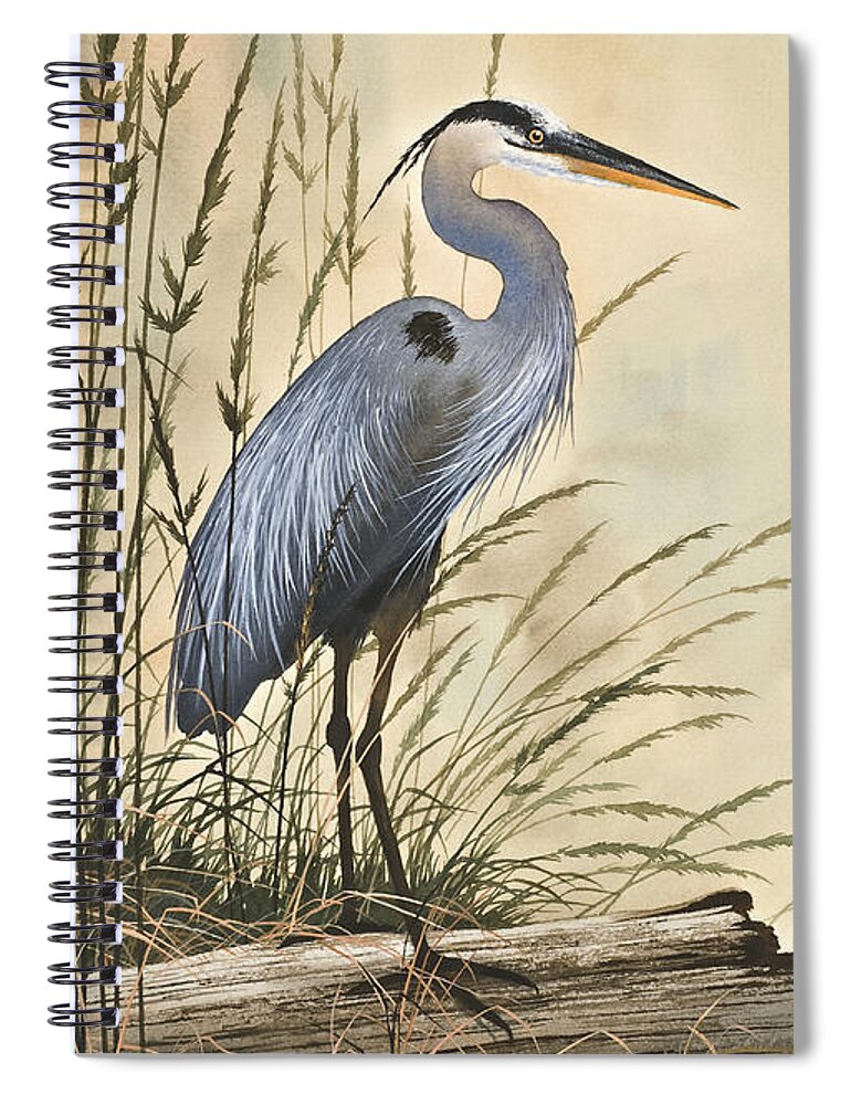 Heron Spiral Notebook featuring the painting Nature's Harmony by James Williamson