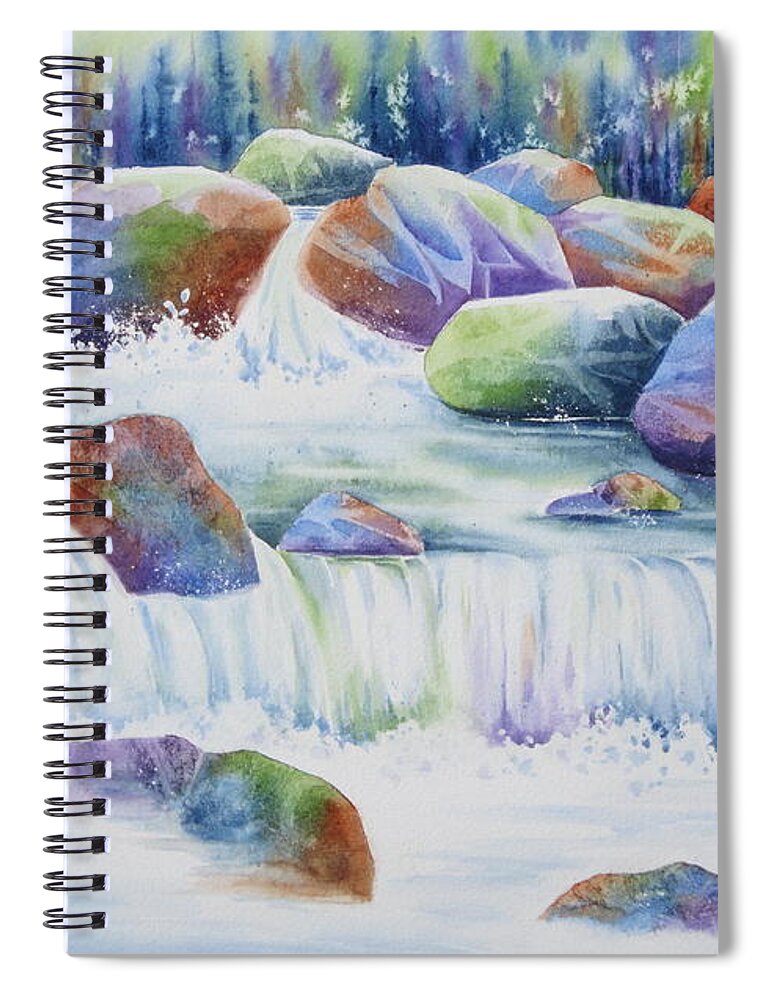 Waterfall Spiral Notebook featuring the painting Nature's Jewel by Deborah Ronglien