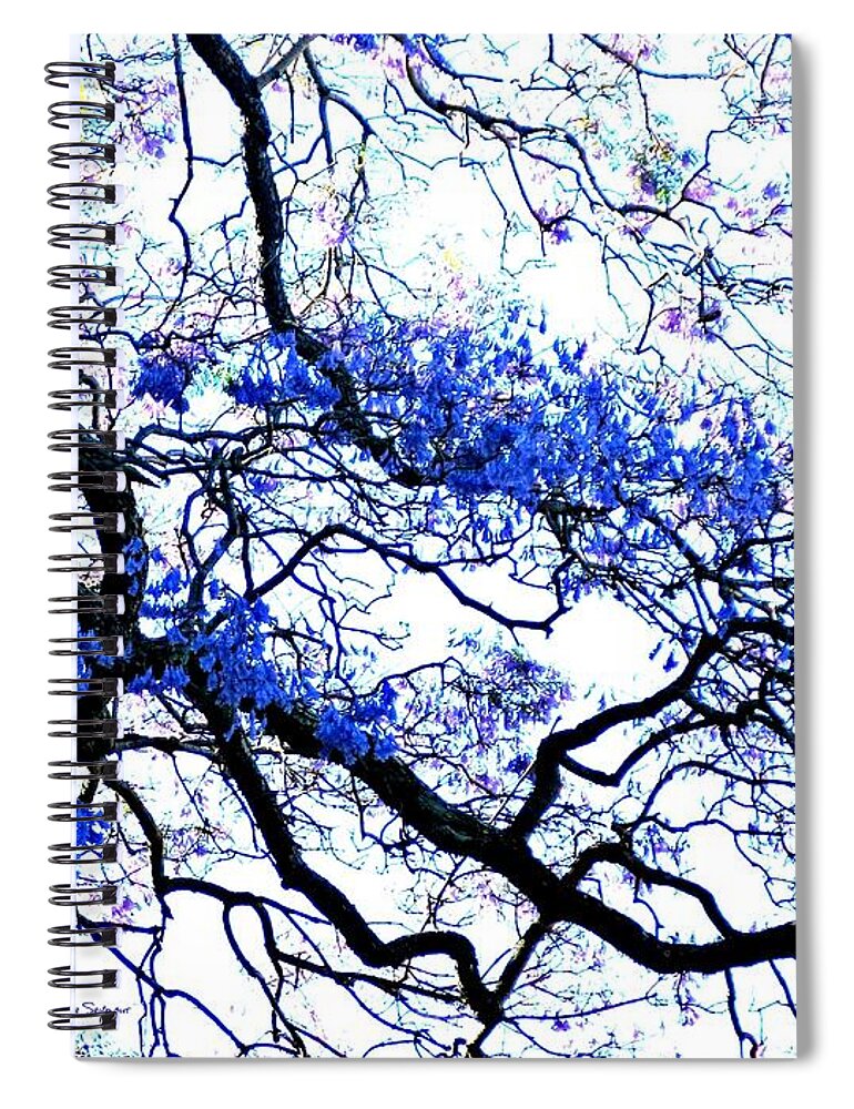 Jacaranda Spiral Notebook featuring the mixed media Natures Lines by Leanne Seymour