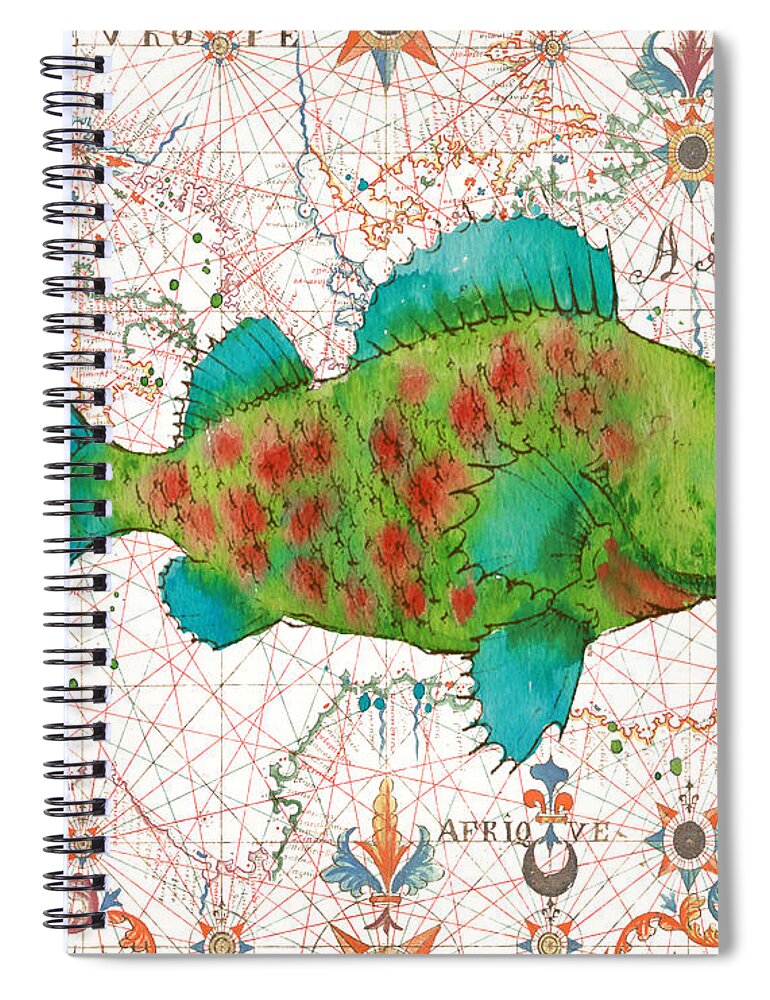 Nautical Spiral Notebook featuring the painting Nautical Treasures-A by Jean Plout