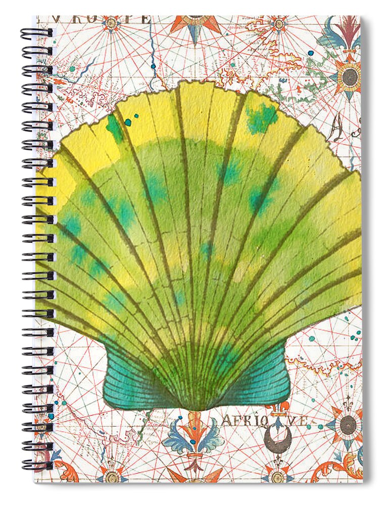 Nautical Spiral Notebook featuring the painting Nautical Treasures-D by Jean Plout