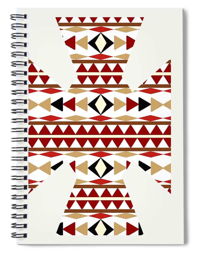 Navajo White Spiral Notebook featuring the mixed media Navajo White Pattern Art by Christina Rollo